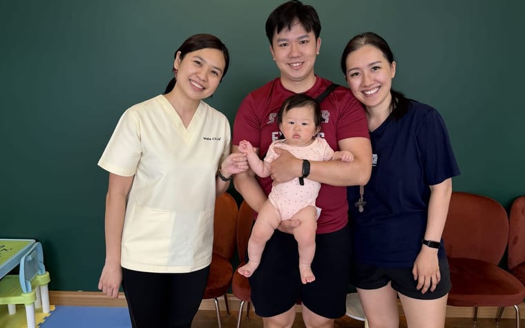 A family at the Welo centre
